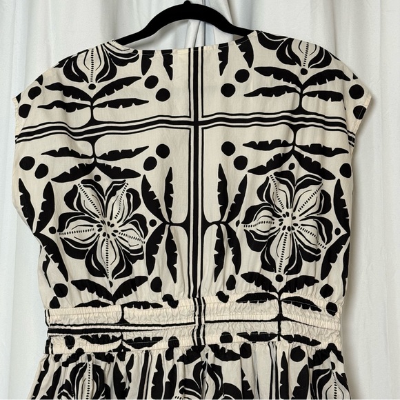 H&M Sleeveless Wrap V-Neck Dress Black White Cotton Size Large - Picture 10 of 14